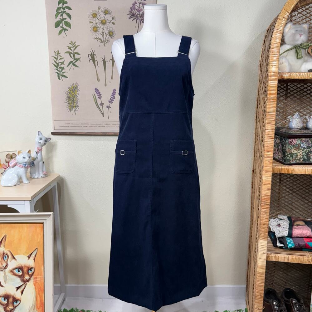 Vintage 90s Overall Jumper Midi Dress Coastal Cowgirl Grandma Grunge Cottage M